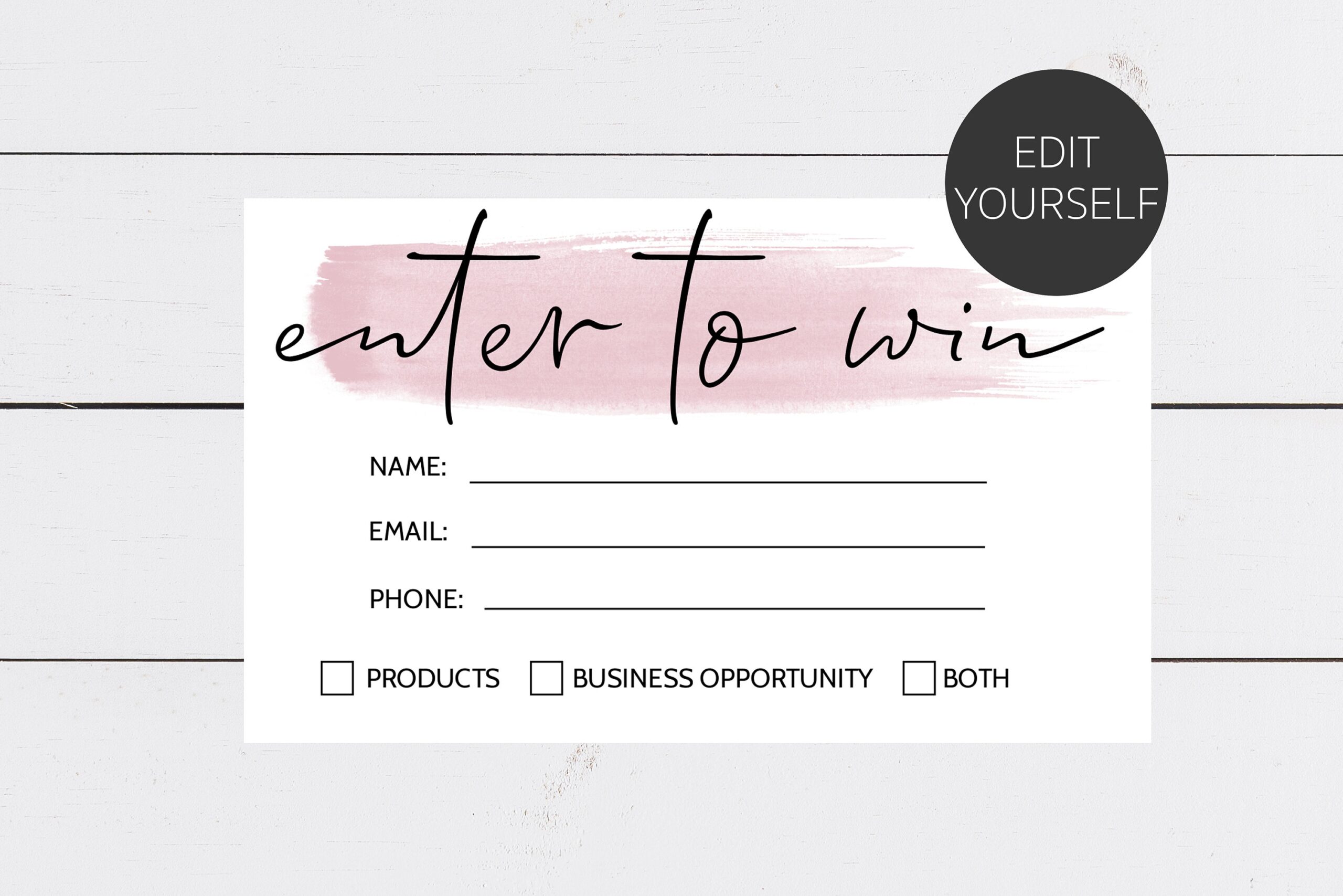 Enter To Win Printable Template