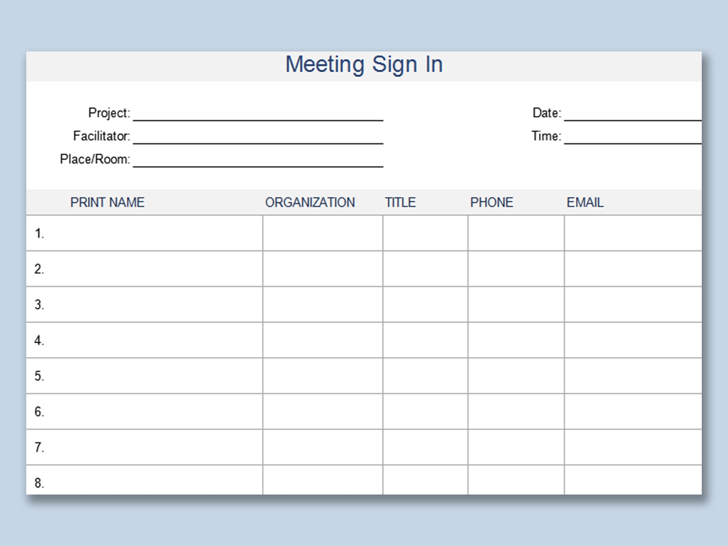 Printable Meeting Attendance Sheet Template