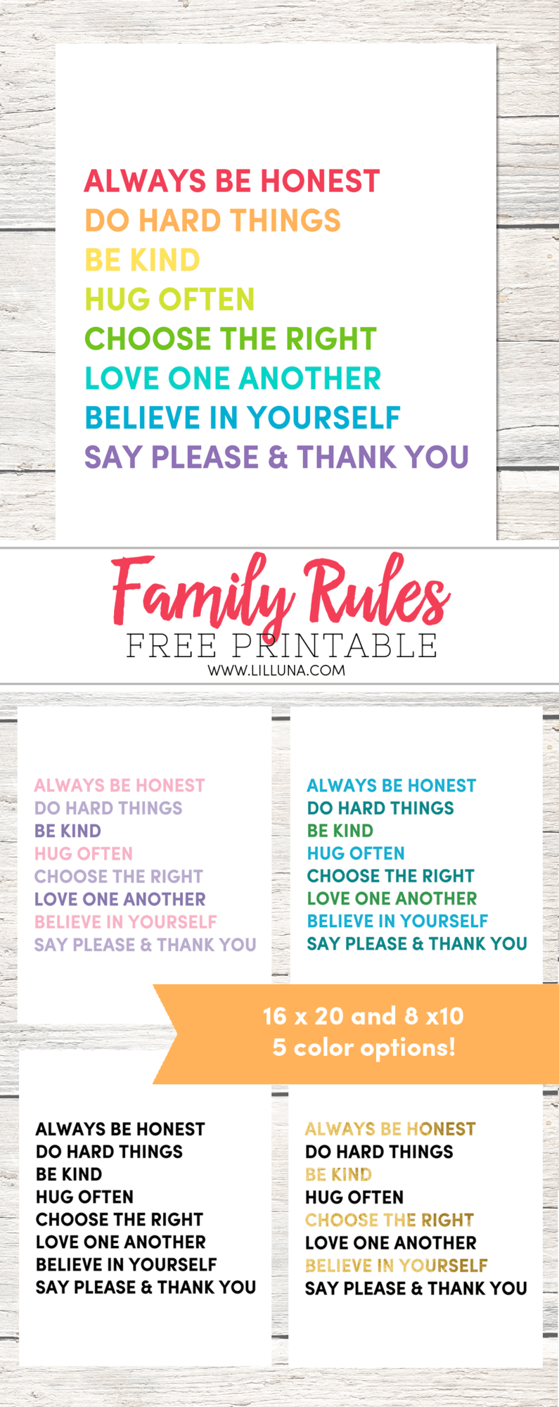 Printable Family House Rules Template