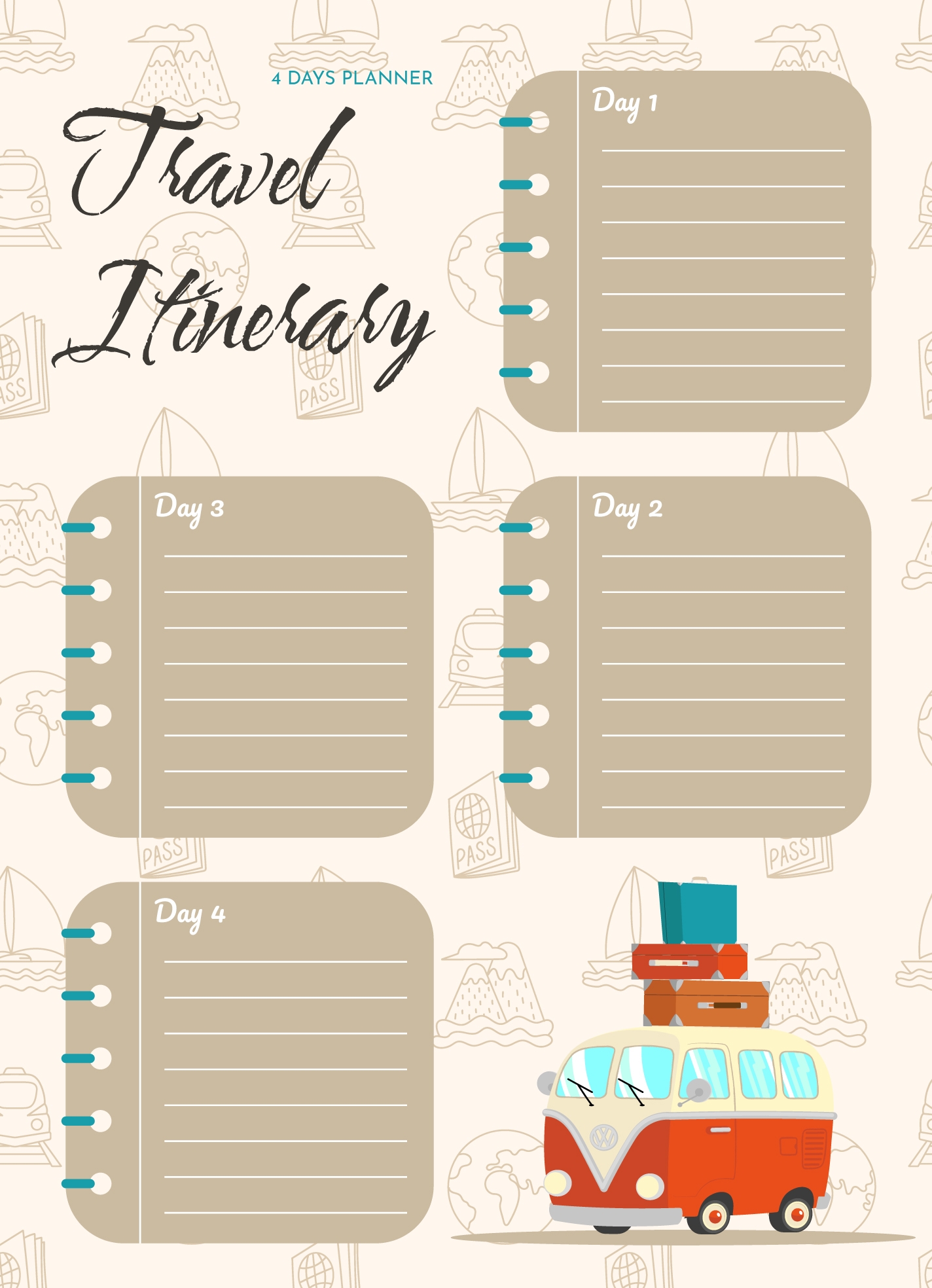 Printable Family Vacation Itinerary Template