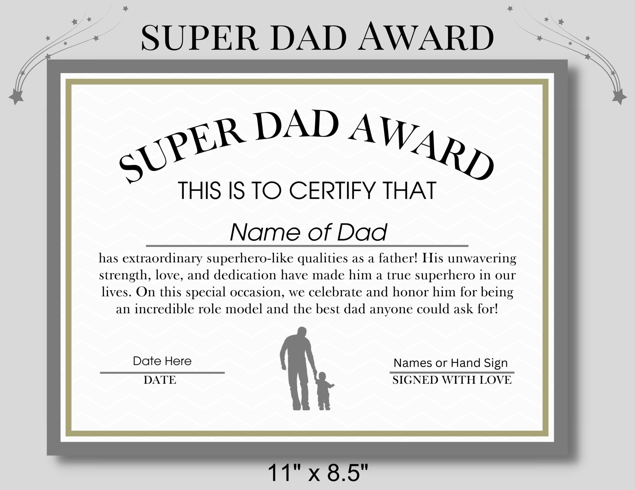 FATHER S DAY AWARD Certificate Celebrate Dad s Superpowers With A Personalized Tribute Perfect Father s Day Gift World s Greatest Dad Etsy