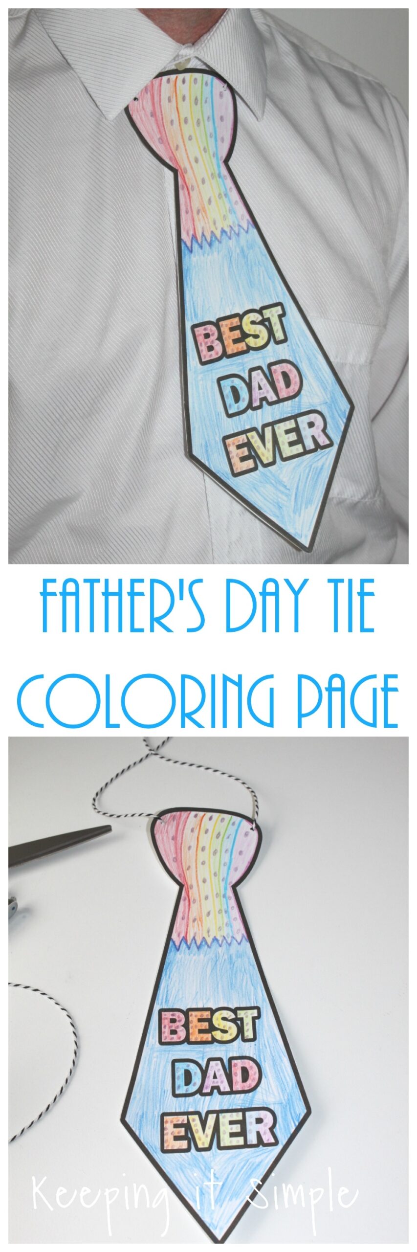 Father s Day Tie Coloring Page Printable Keeping It Simple