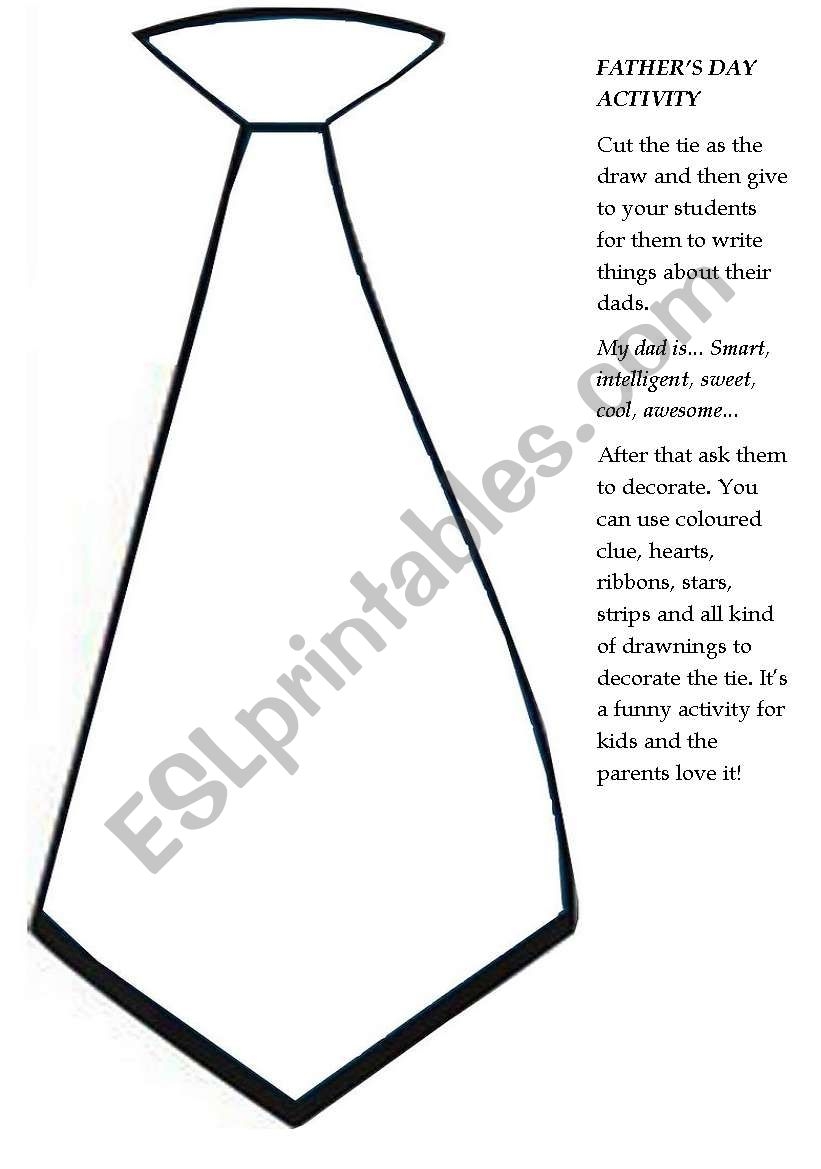 Printable Father'S Day Tie Template