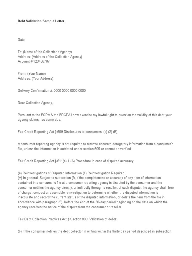Printable Free 609 Credit Dispute Letter Templates