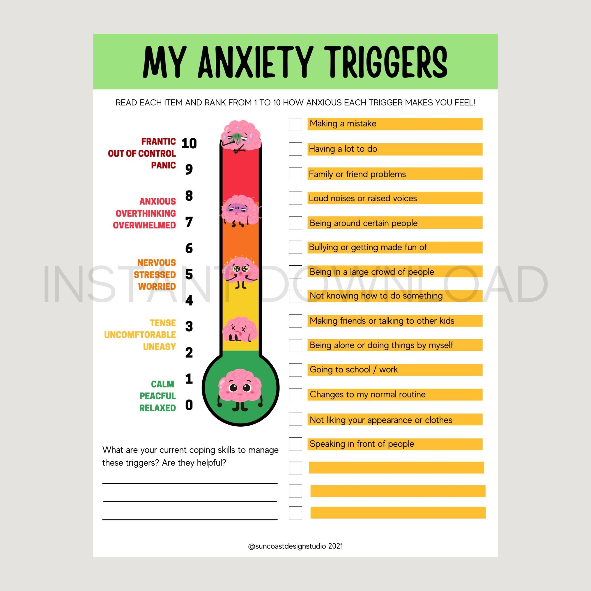 Printable Feelings Thermometer Template