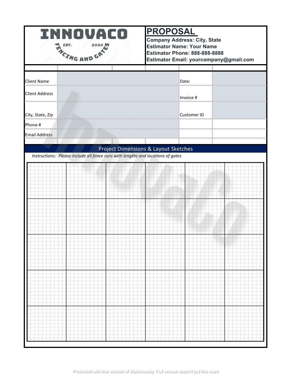 Printable Fence Quote Template