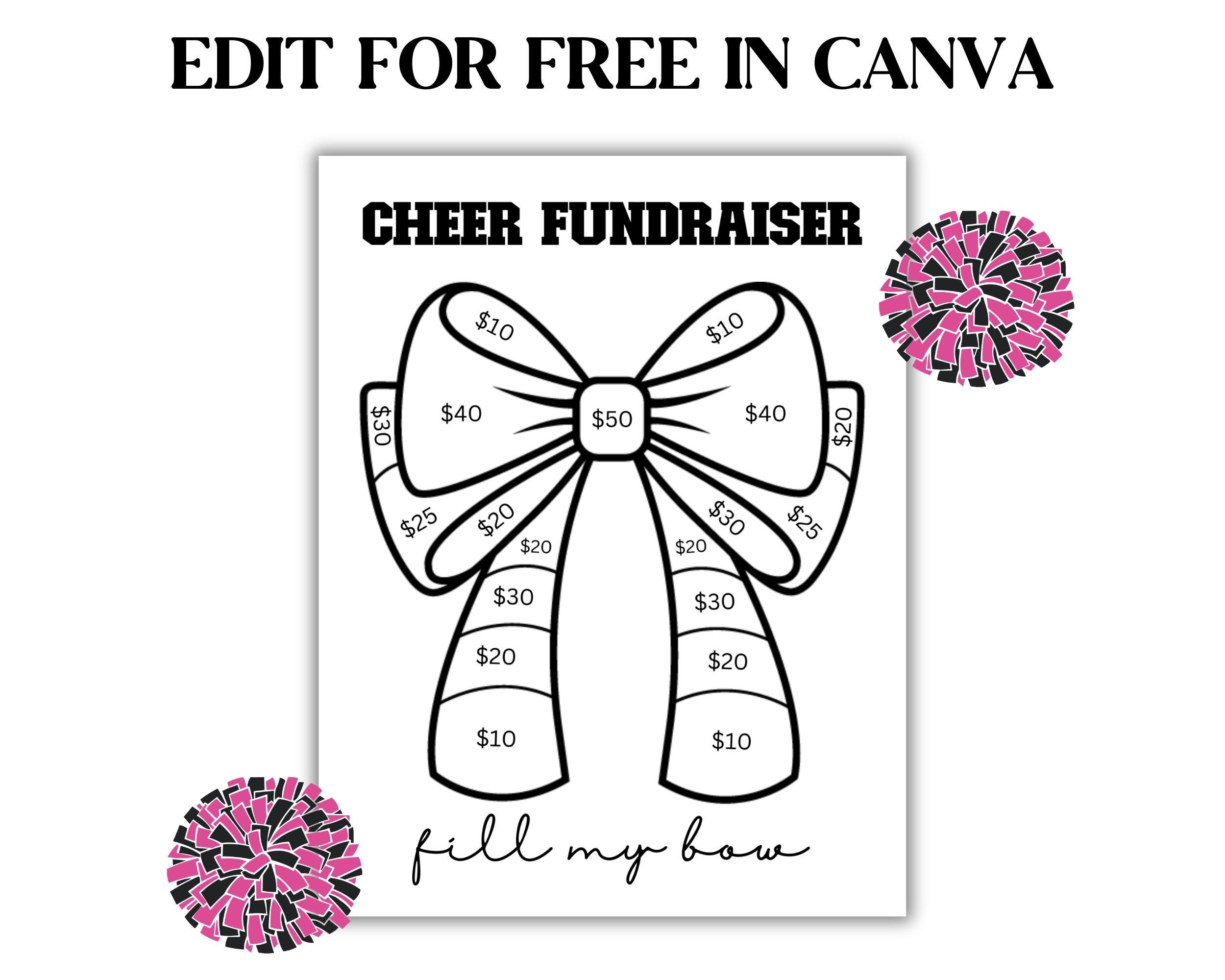 Fill My Bow Cheerleading Fundraiser Fundraiser Form Cheer Team Editable In Canva Etsy Cheerleading Fundraiser Cheer Fundraiser Ideas Cheer Team