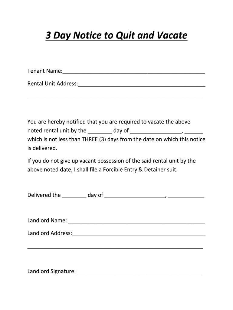 Free Printable Notice To Vacate Template