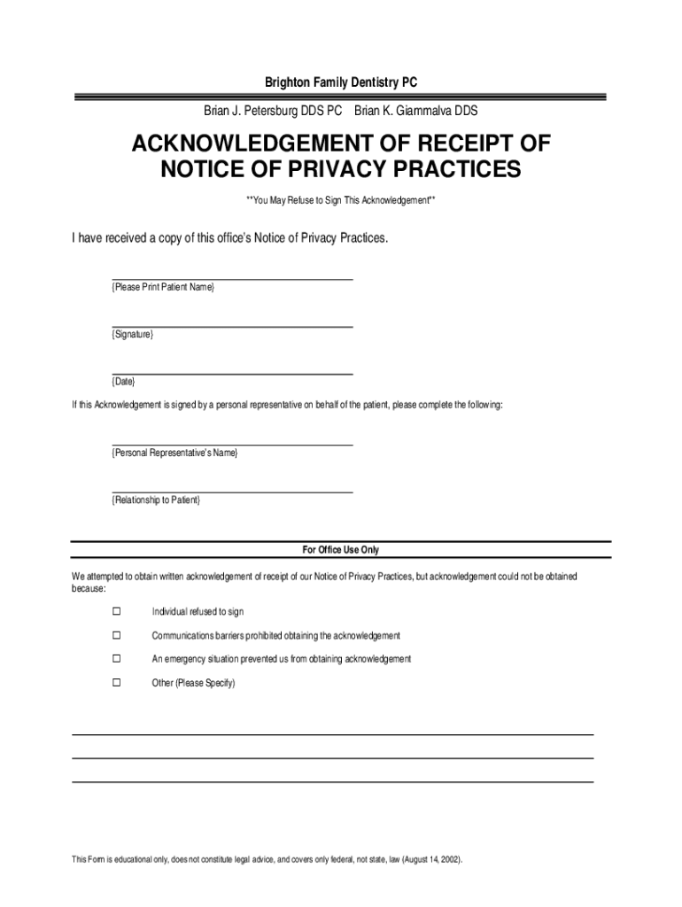 Printable Notice Of Privacy Practices Template
