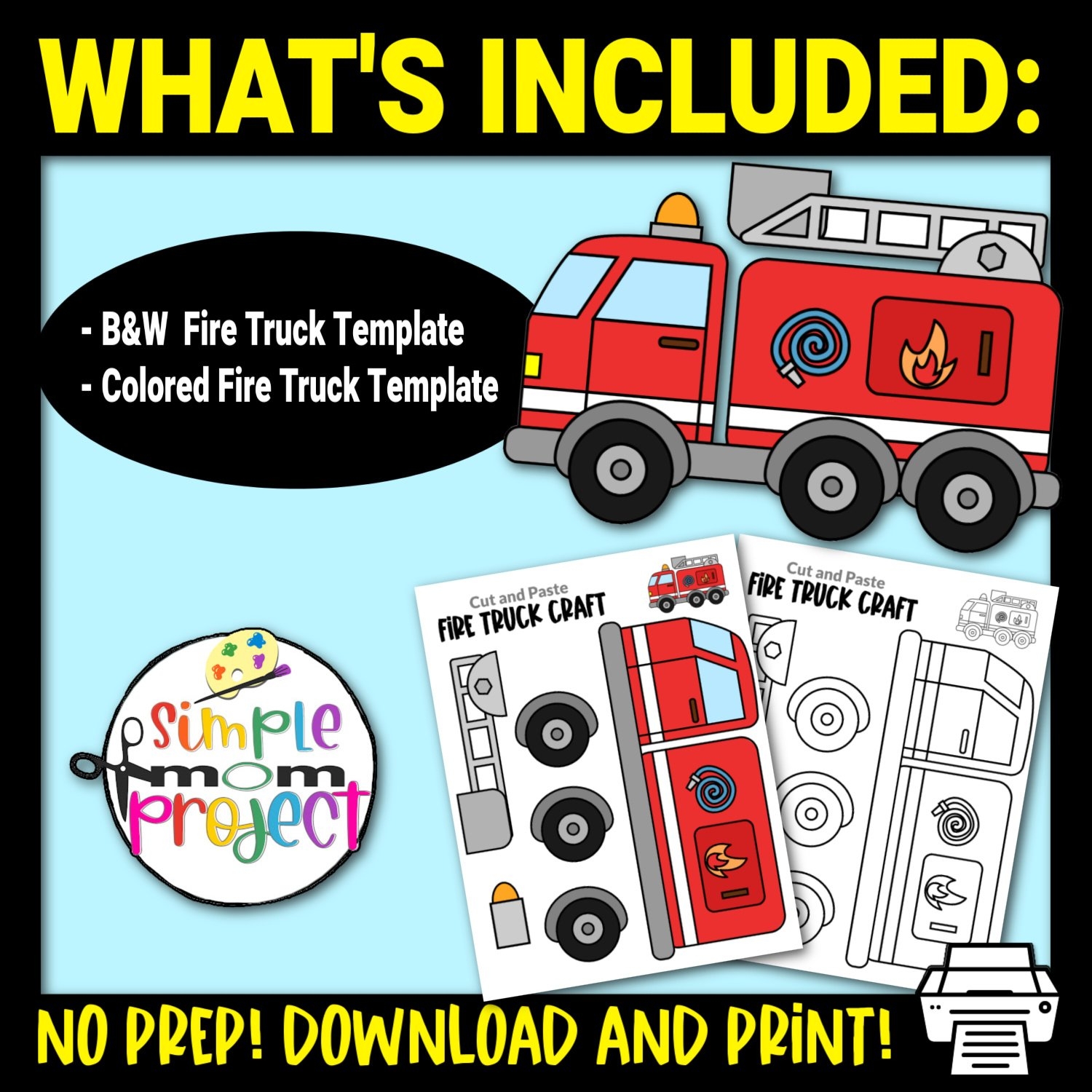 Printable Fire Truck Craft Template