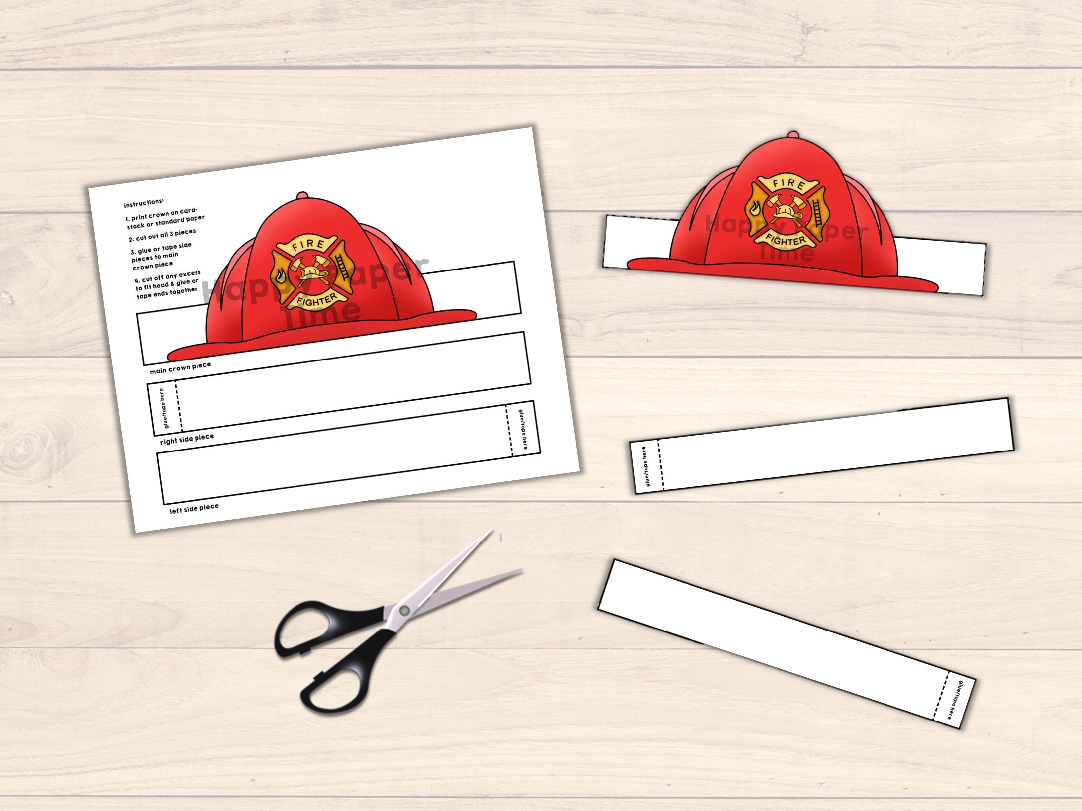 Printable Fireman Hat Template