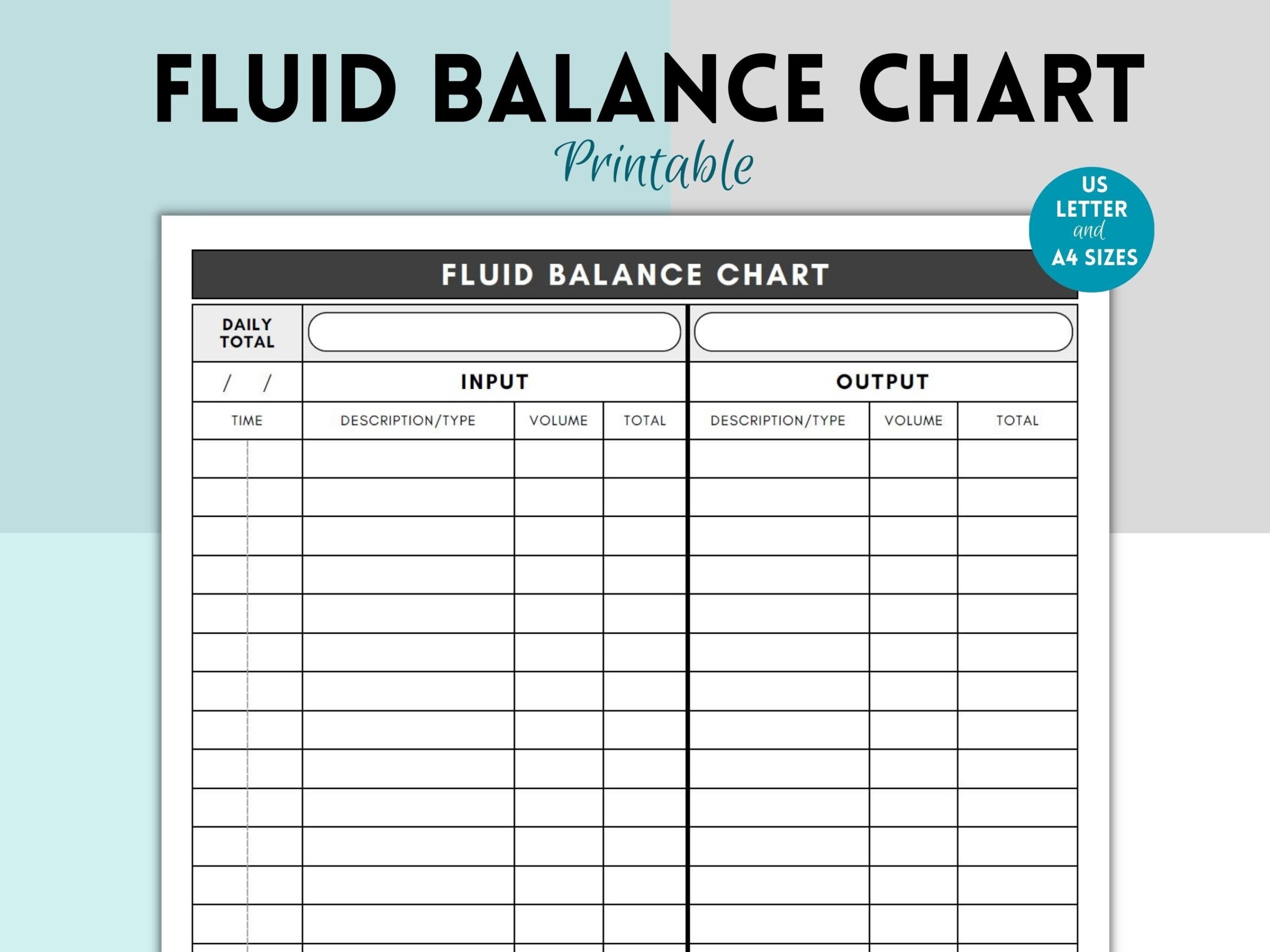 Printable Fluid Intake Chart Template