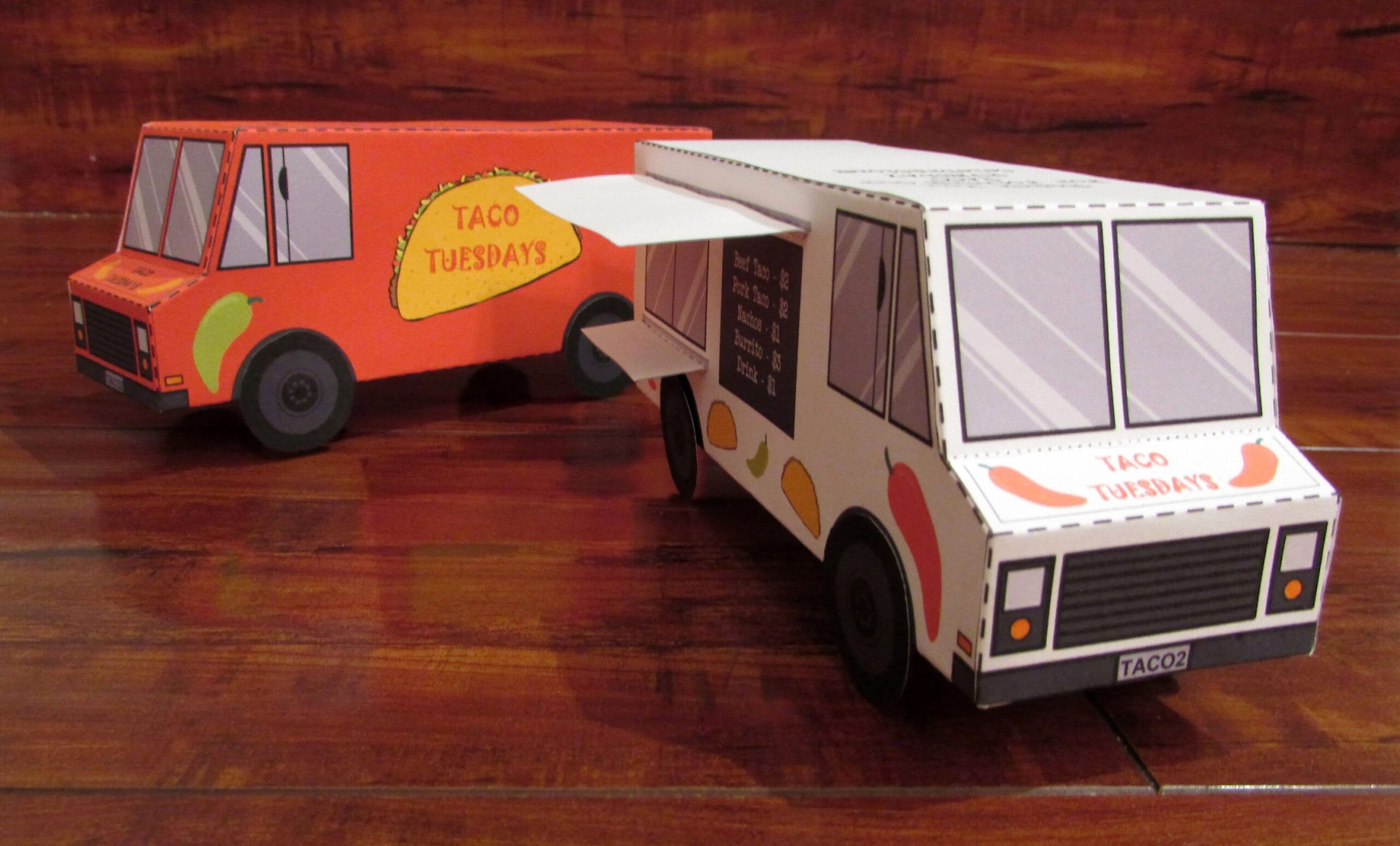 Food Truck Favor Box Paper Toy Decoration DIY Printable PDF With Editable Text Etsy