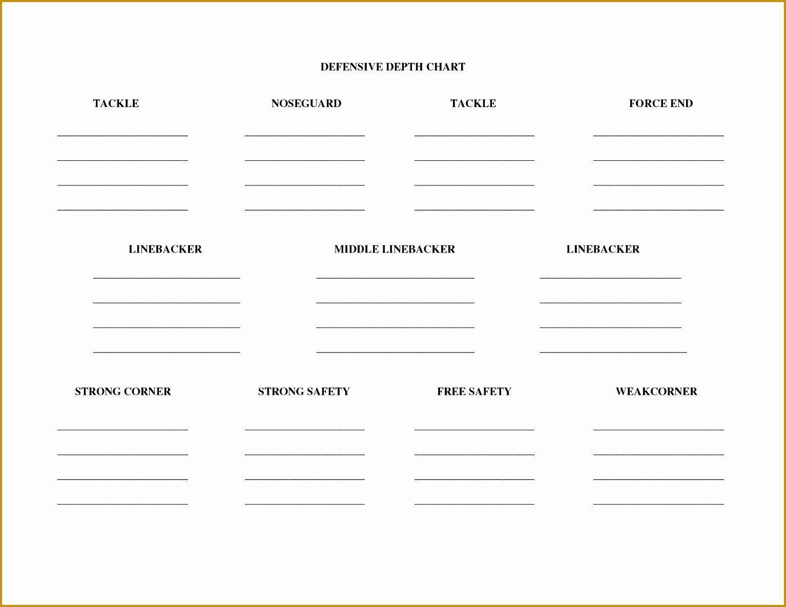 Printable Football Depth Chart Template
