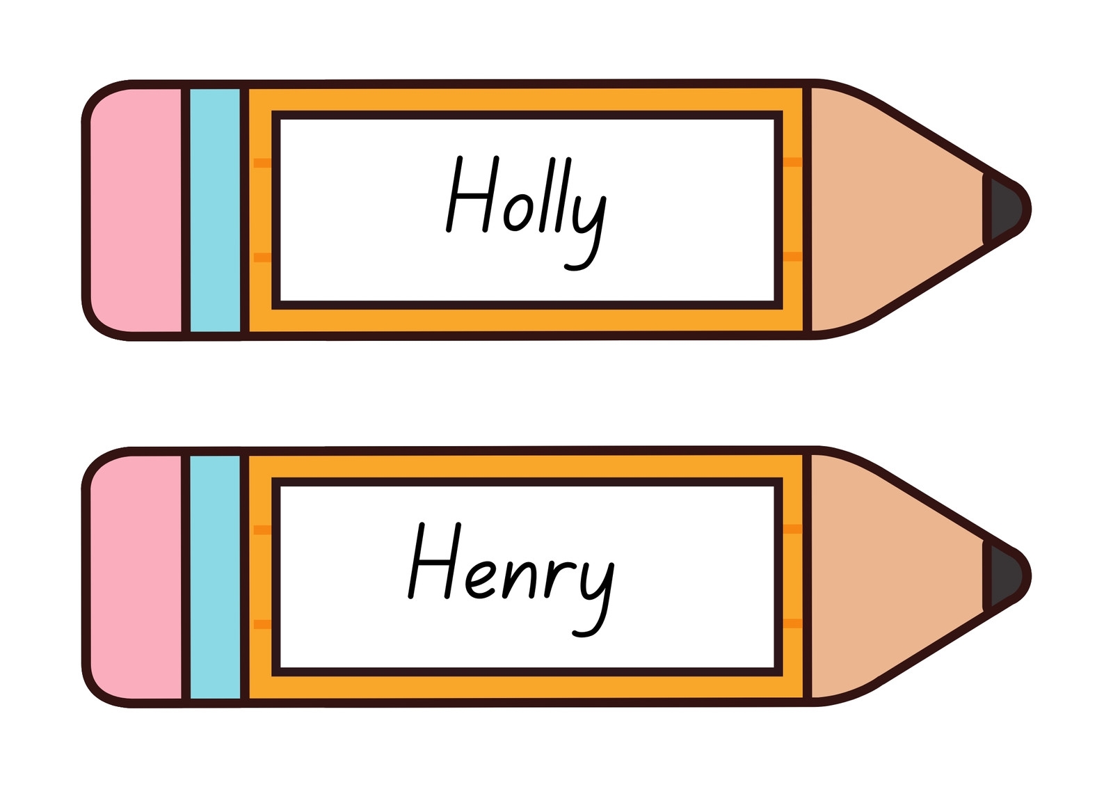 Printable Pencil Name Tag Template
