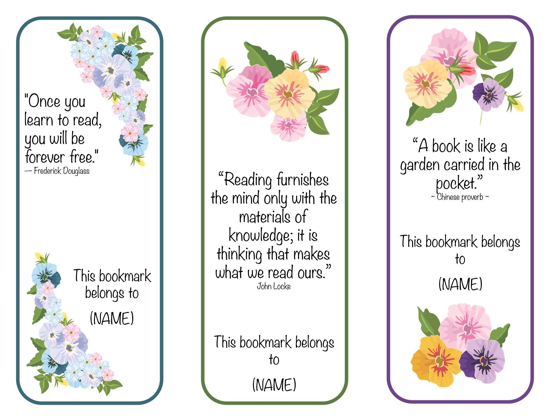 Free Blank Bookmark Templates To Print