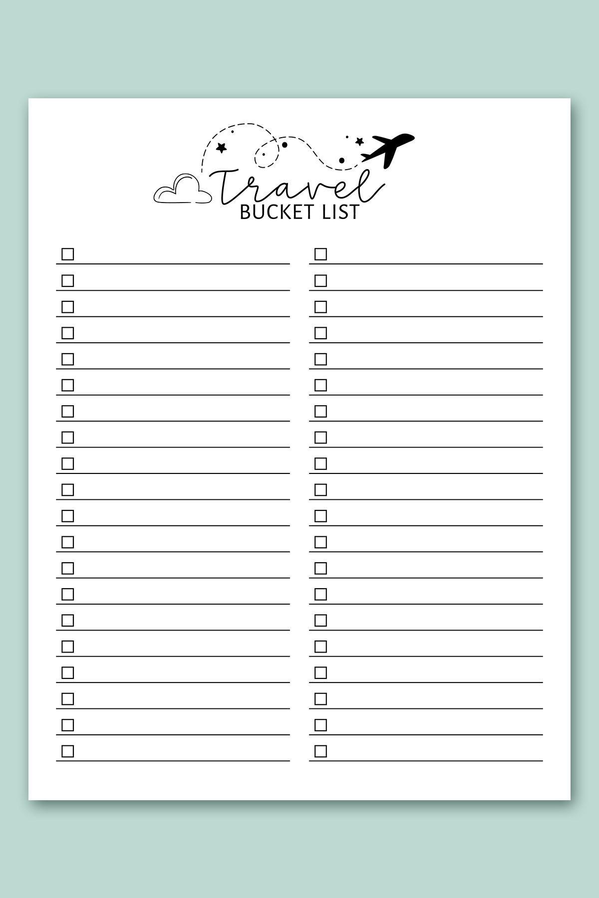 Free Bucket List Printable Templates summer Travel Etc 