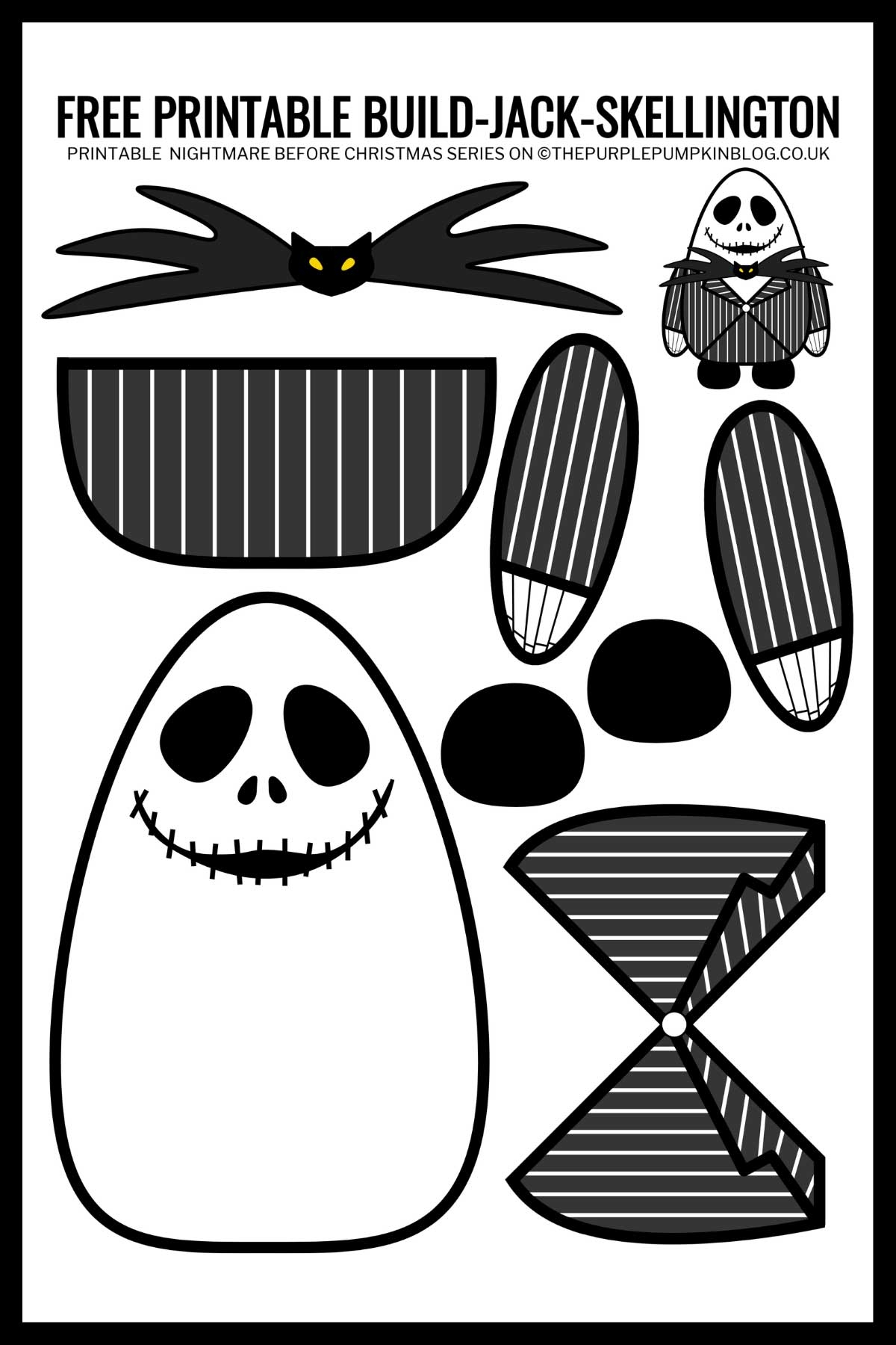 Printable Template Jack Skellington Face