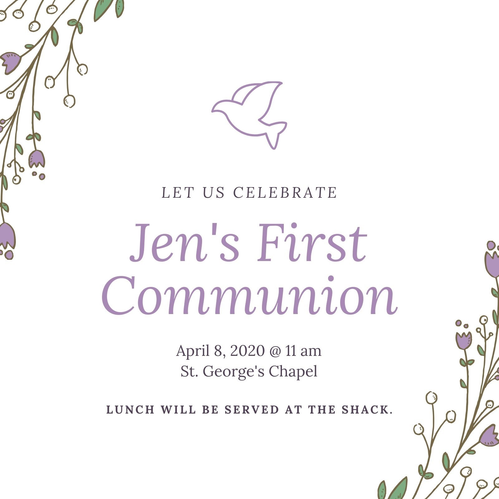Free Custom Printable First Communion Invitation Templates Canva