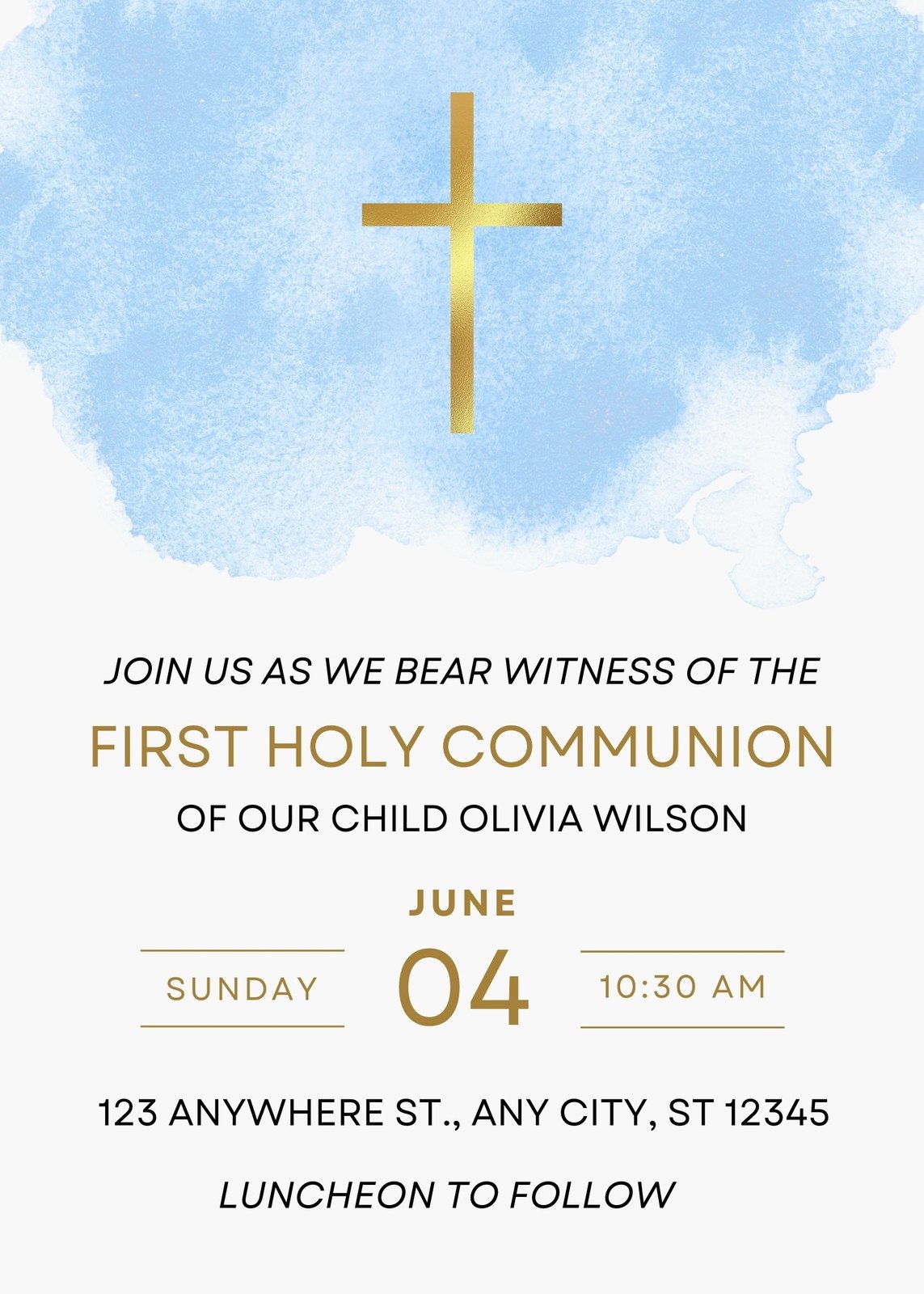 Printable First Communion Card Templates Free