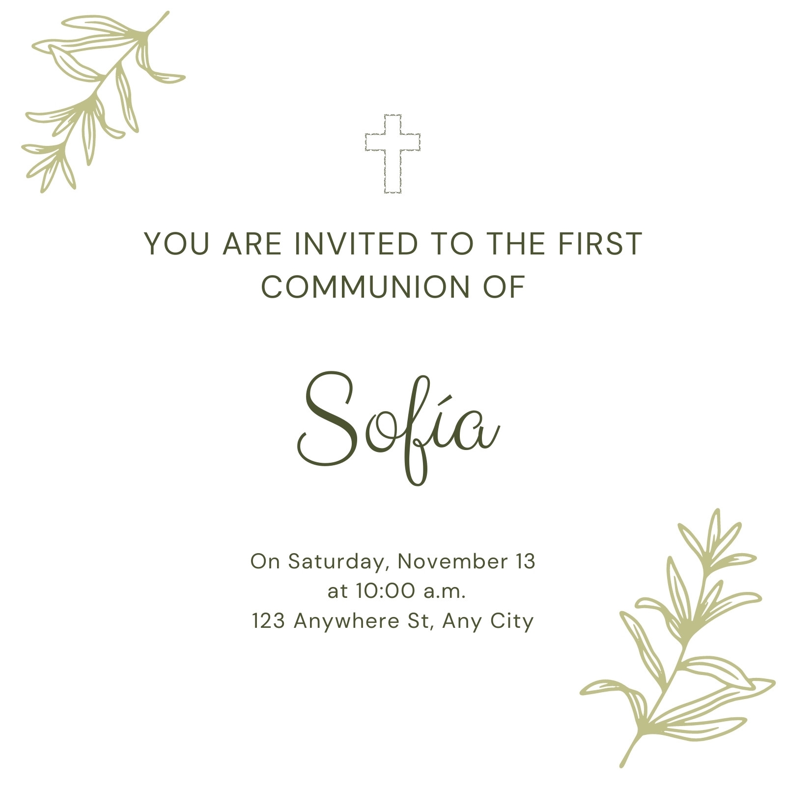 Free Custom Printable First Communion Invitation Templates Canva