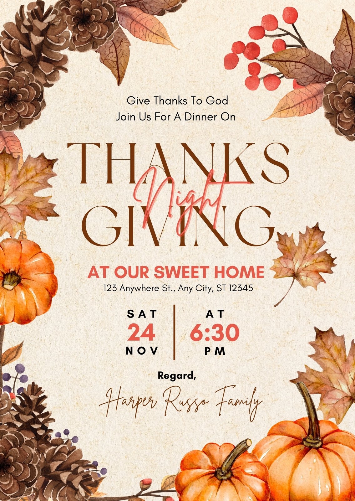 Free Custom Printable Thanksgiving Invitation Templates Canva