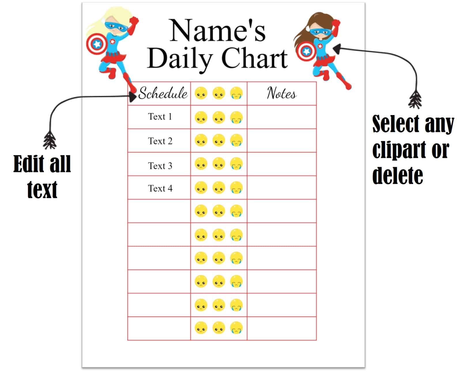 Free Printable Daily Behavior Chart Template
