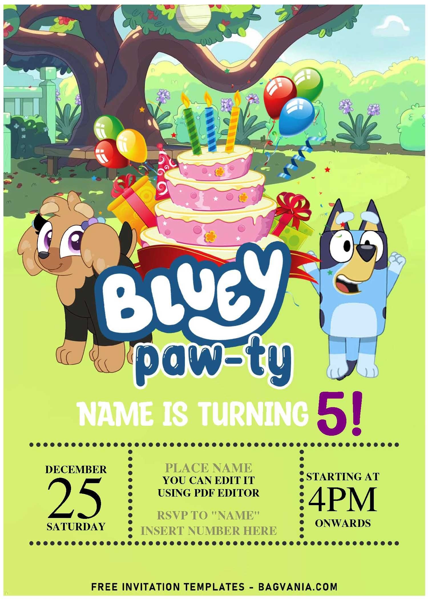 Free Printable Template Printable Bluey Birthday Invitation