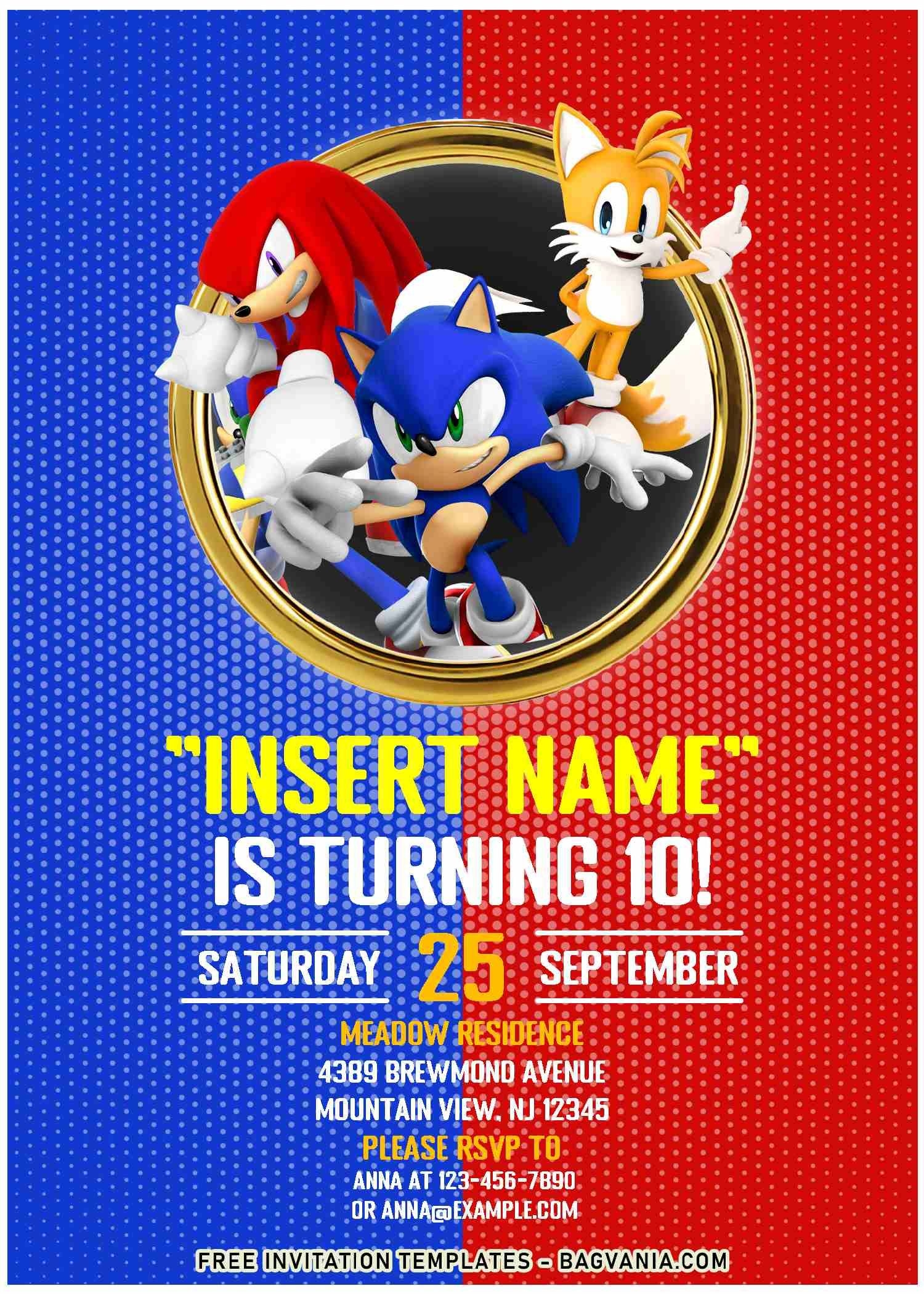 Free Editable PDF Sonic The Hedgehog Movie Themed Birthday Invitation Templates Sonic Birthday Printable Birthday Invitations Free Birthday Stuff