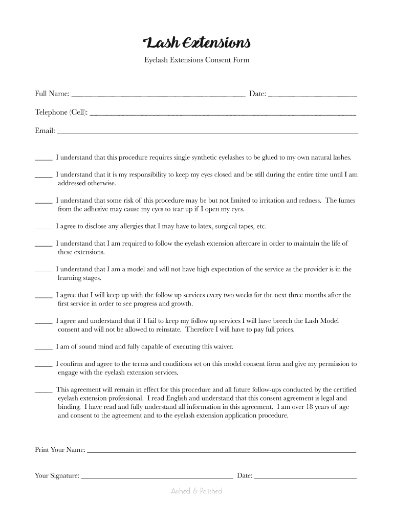 Free Eyelash Extension Consent Form Pdf Fill Out Sign Online DocHub
