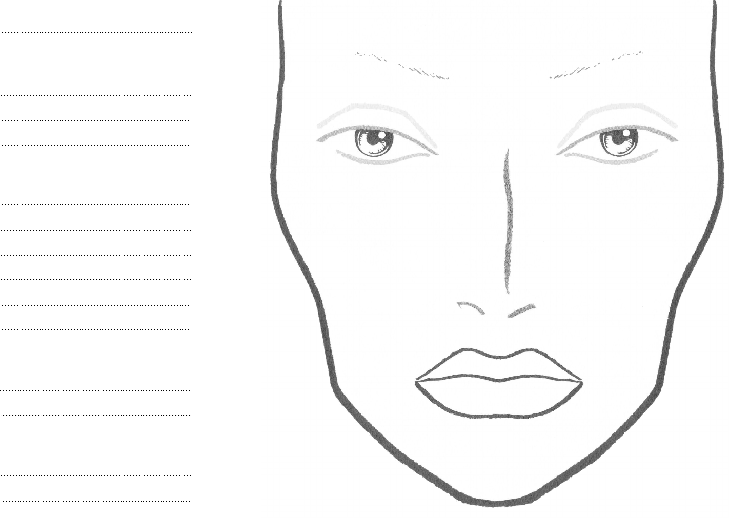 Free Face Chart PDF 4253KB 1 Page s Makeup Face Charts Face Chart Mac Face Charts