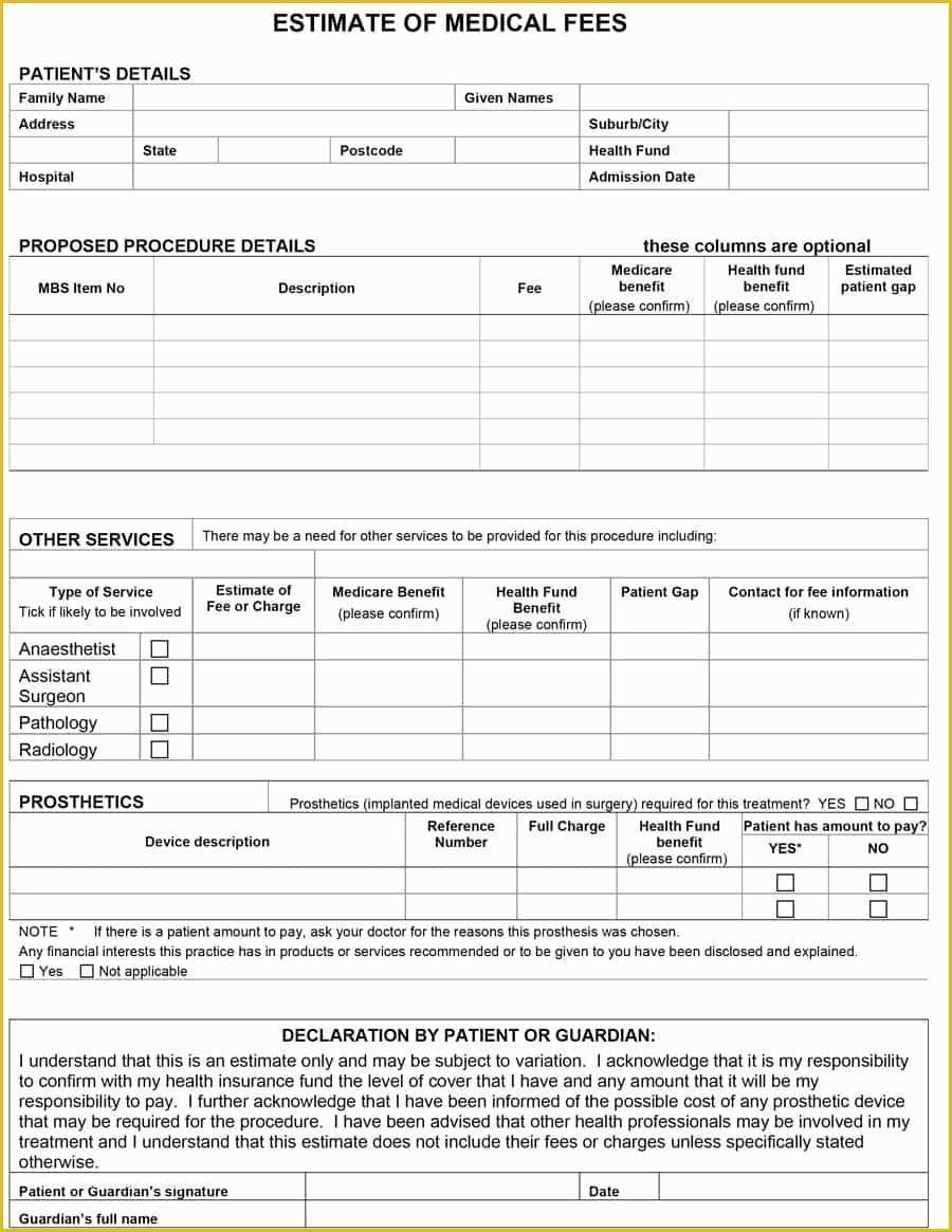 Printable Flooring Estimate Template