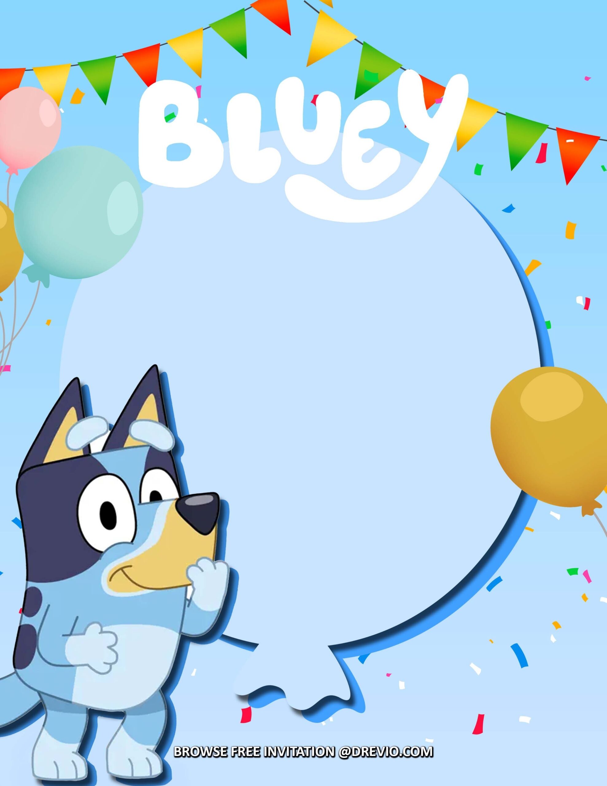 FREE Invitations Bluey Birthday Invitations Party Ideas Birthday Invitations Birthday Card Template Birthday Party Invitations