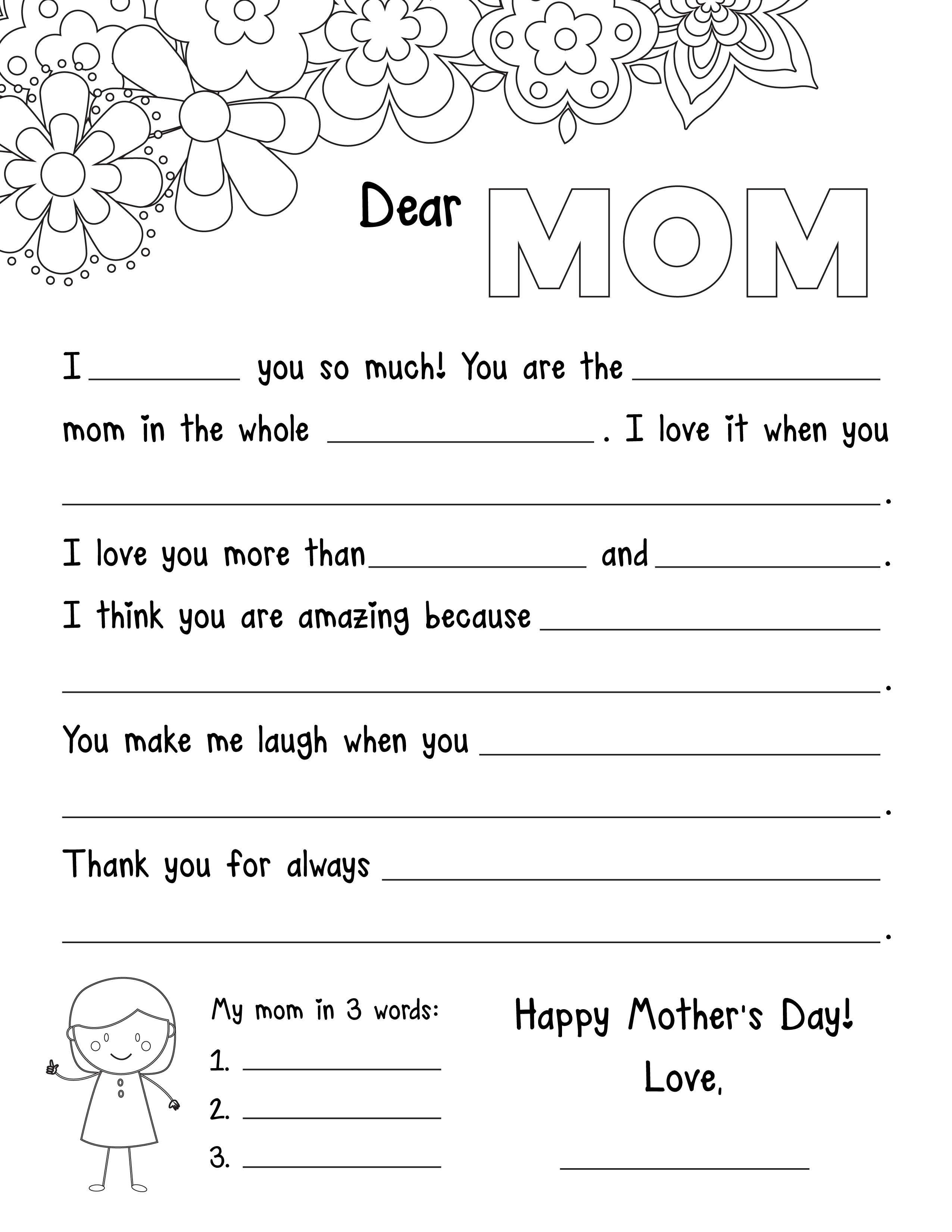 Free Mother s Day Printable For Kids About A Mom