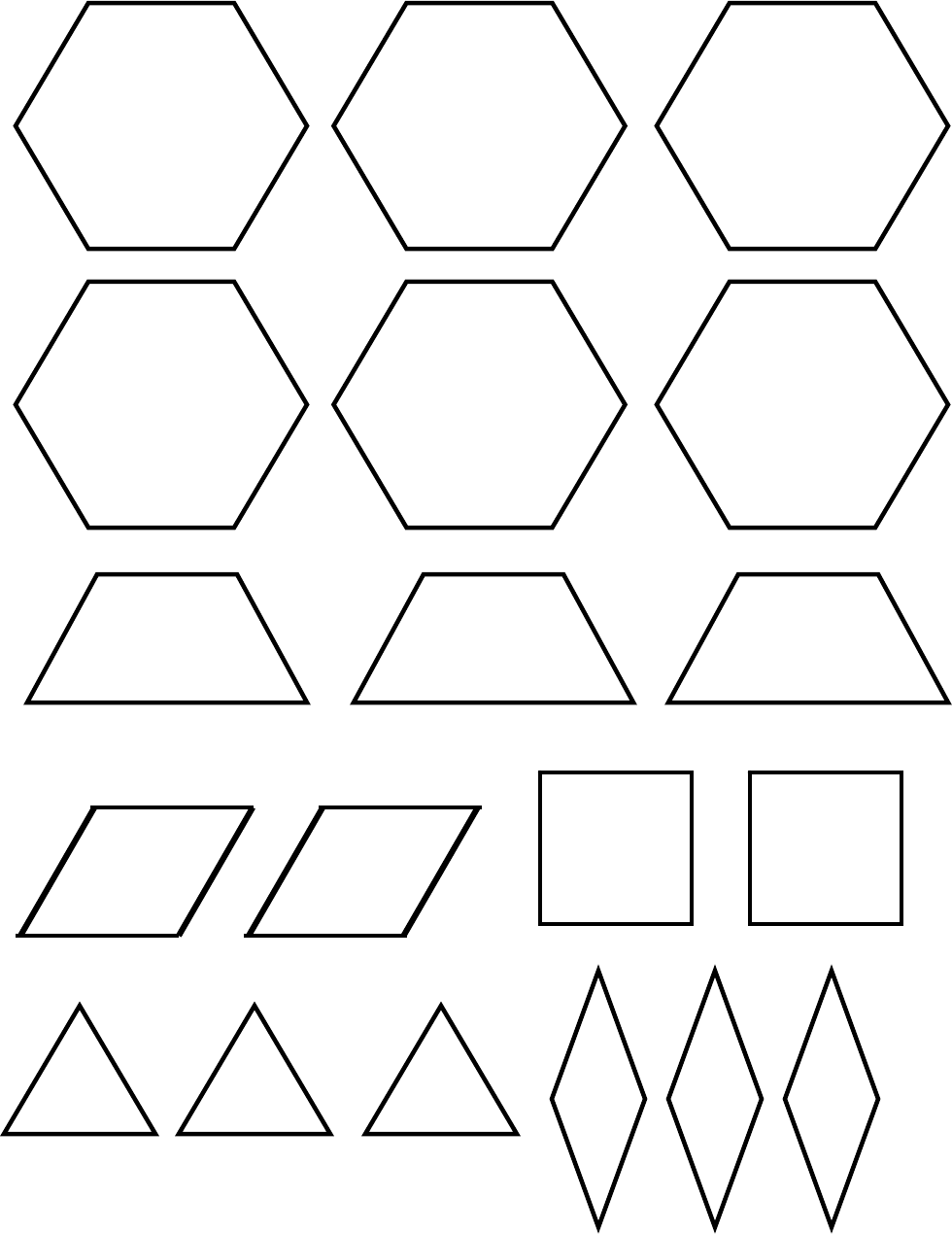 Free Pattern Block Template PDF 384KB 1 Page s Pattern Block Templates Pattern Blocks Templates Printable Free