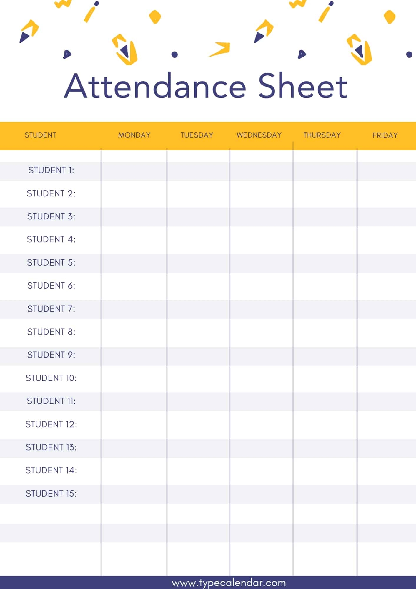 Attendance Sheet Template Printable