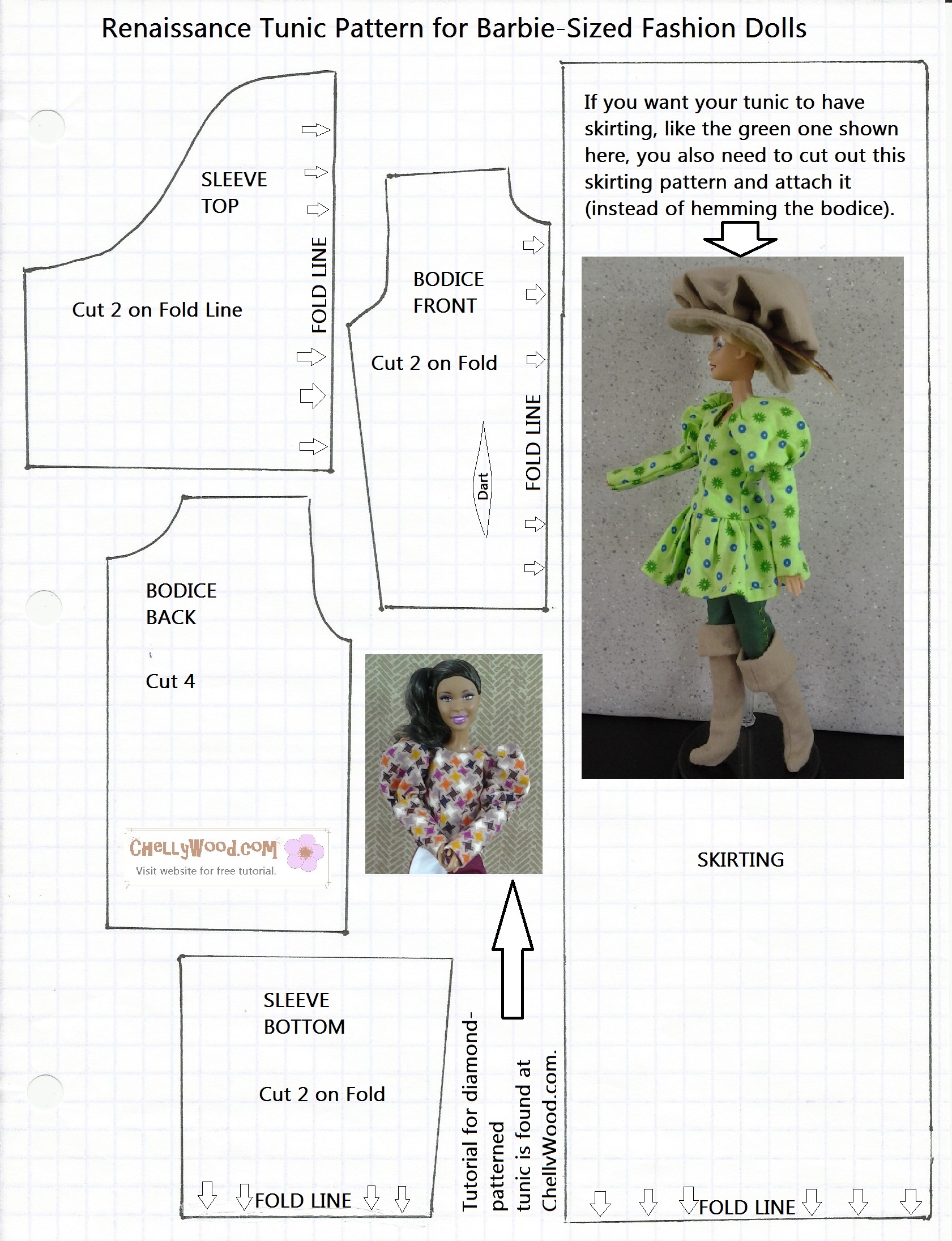 Template Beginner Printable Barbie Clothes Patterns