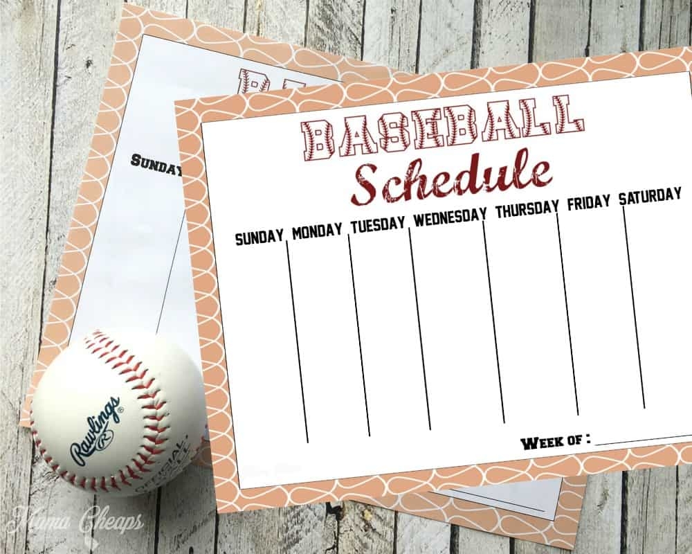 Printable Baseball Schedule Template