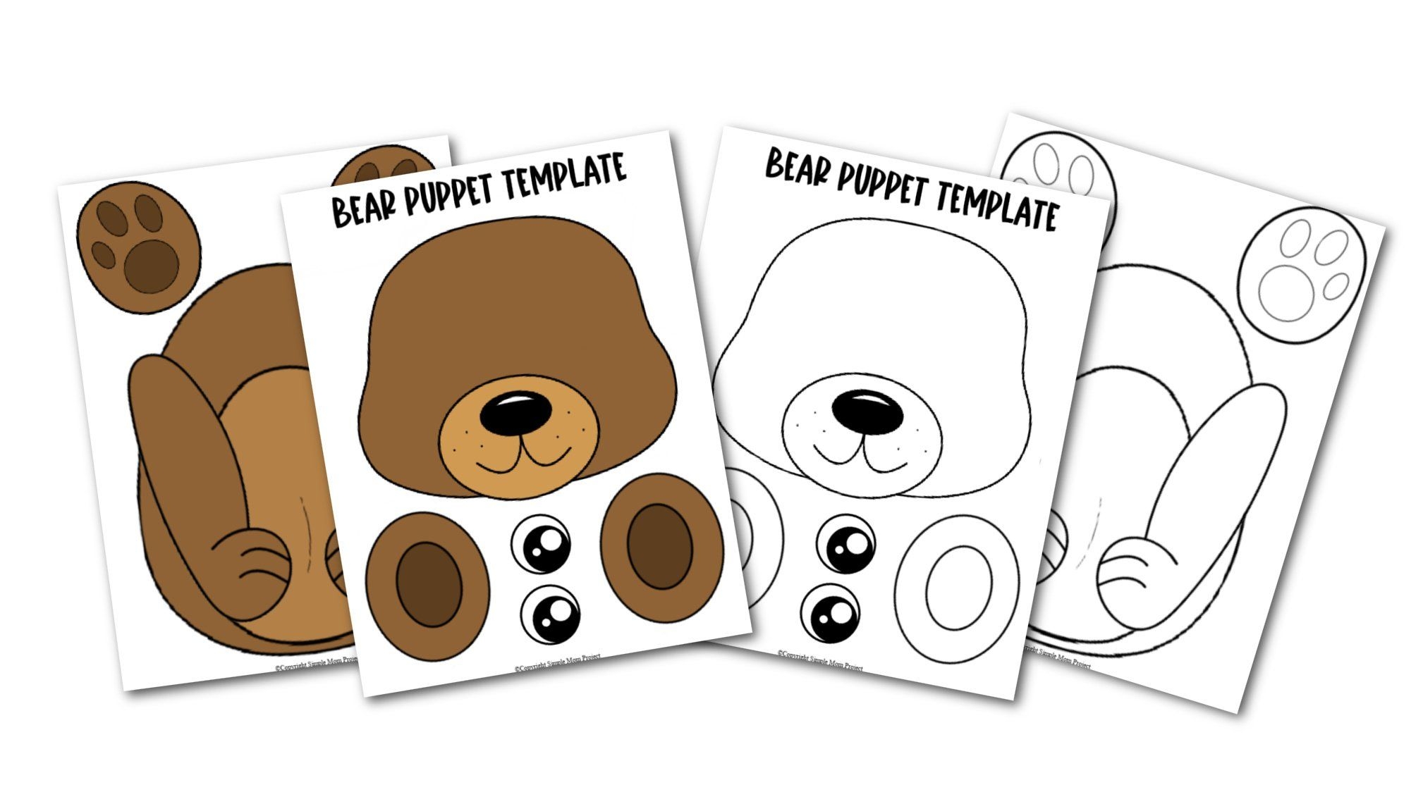 Free Printable Bear Paper Bag Puppet Template Paper Bag Puppets Bear Crafts Preschool Teddy Bear Template