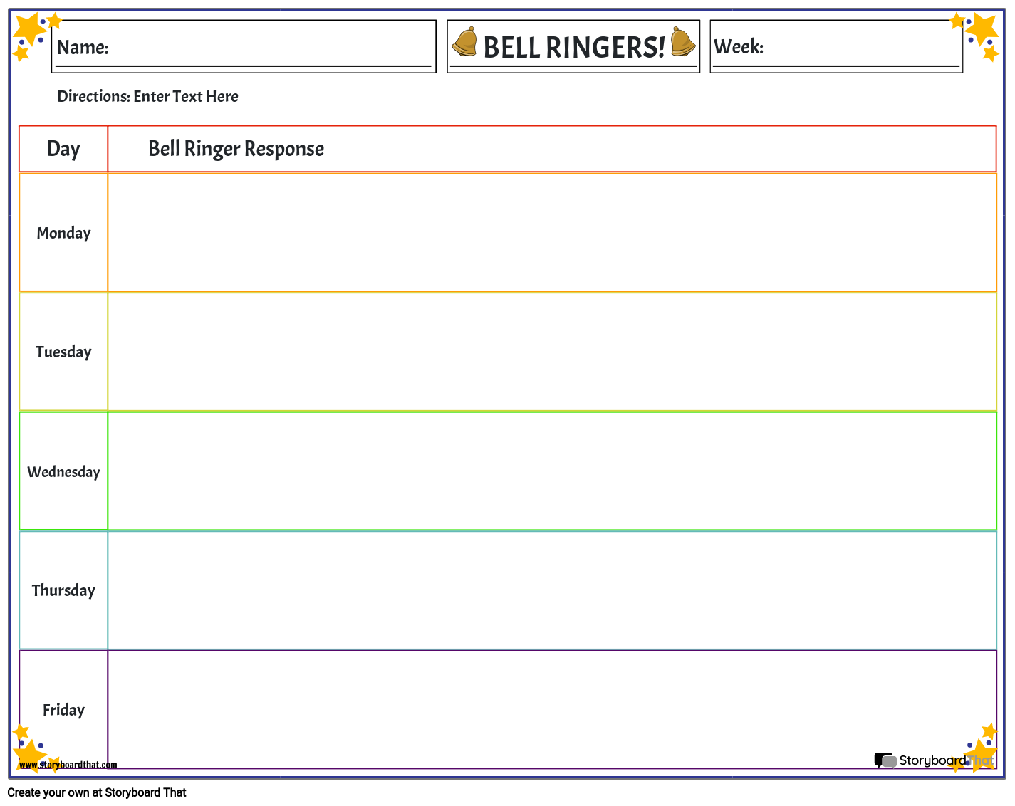 Free Printable Daily Bell Ringer Template