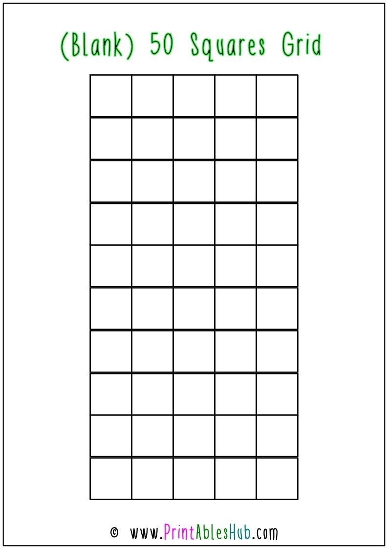 Free Printable Blank 50 100 200 Squares Grid Templates PDF Printables Hub Board Game Template Grid Printables