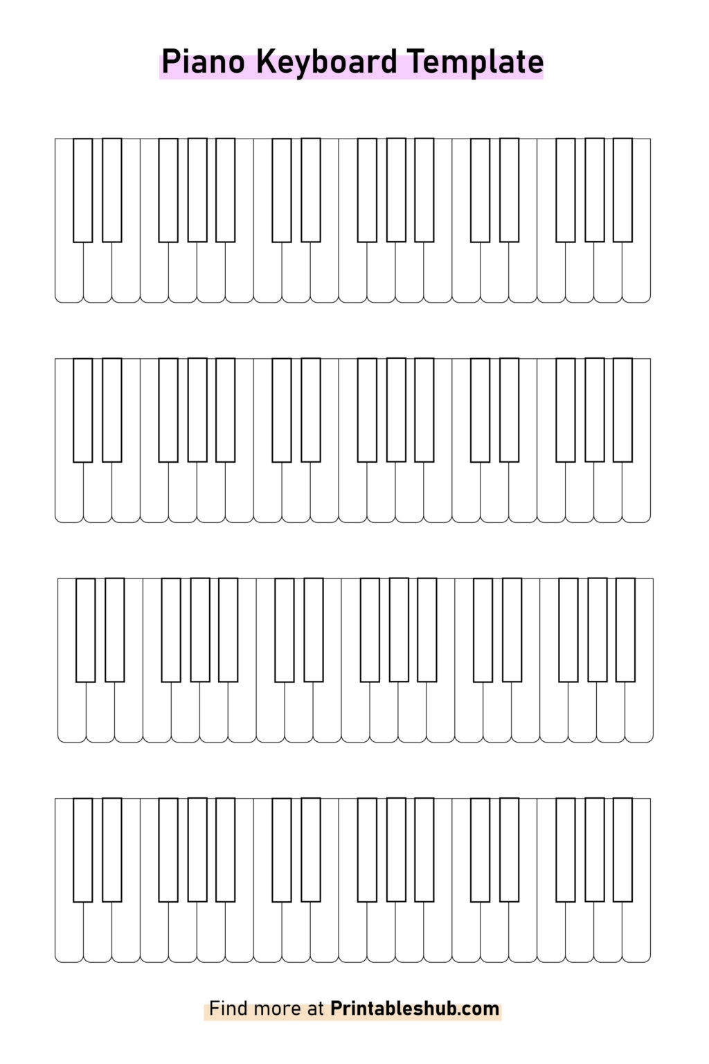 Free Printable Blank Piano Keyboard Template PDF Free Printables Templates Keyboard