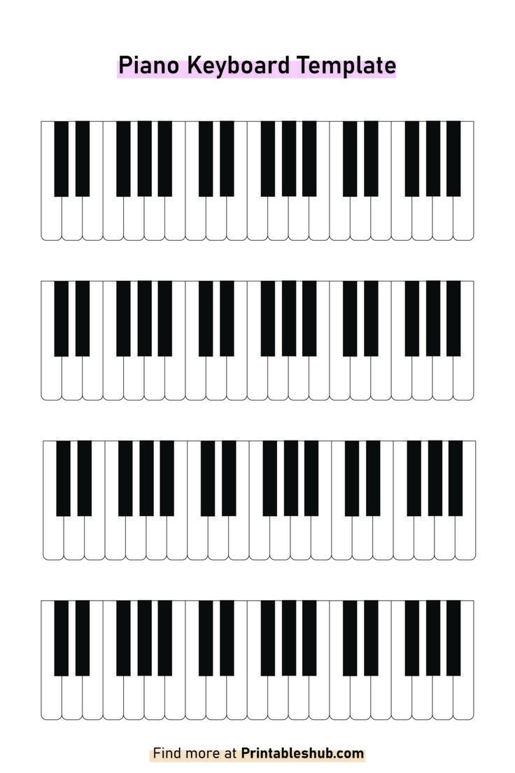 Free Printable Blank Piano Keyboard Template PDF Included Piano Keyboard Keyboard Piano