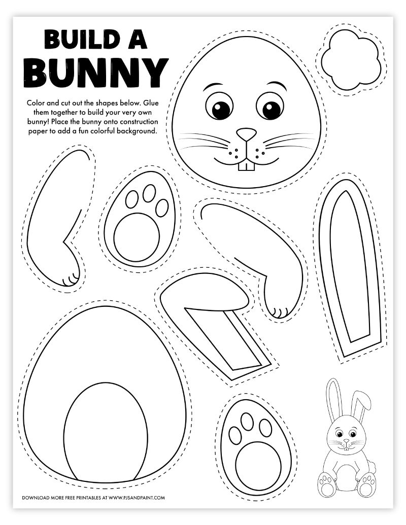 Free Printable Build A Bunny Bunny Coloring Pages Easter Crafts Preschool Easter Preschool