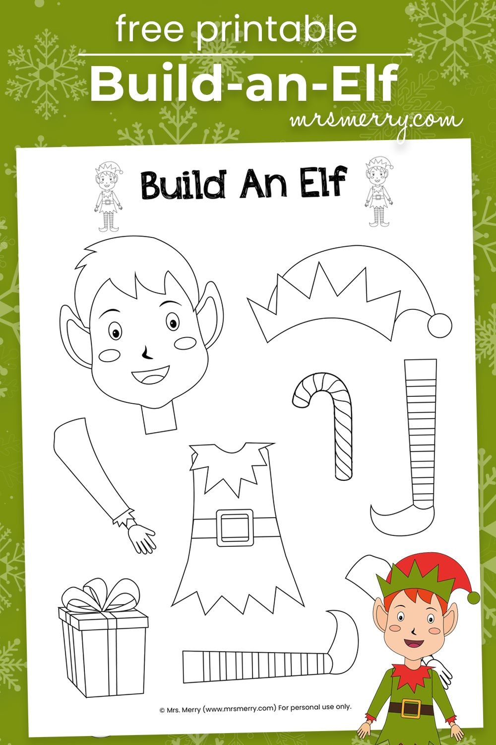 Free Printable Build An Elf Christmas Activity Mrs Merry Elf Crafts Elf Activities Christmas Elf