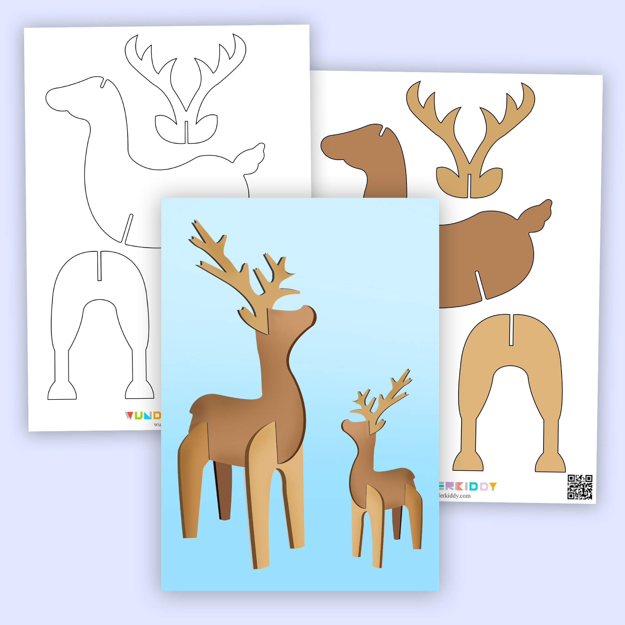 3D Reindeer Template Printable