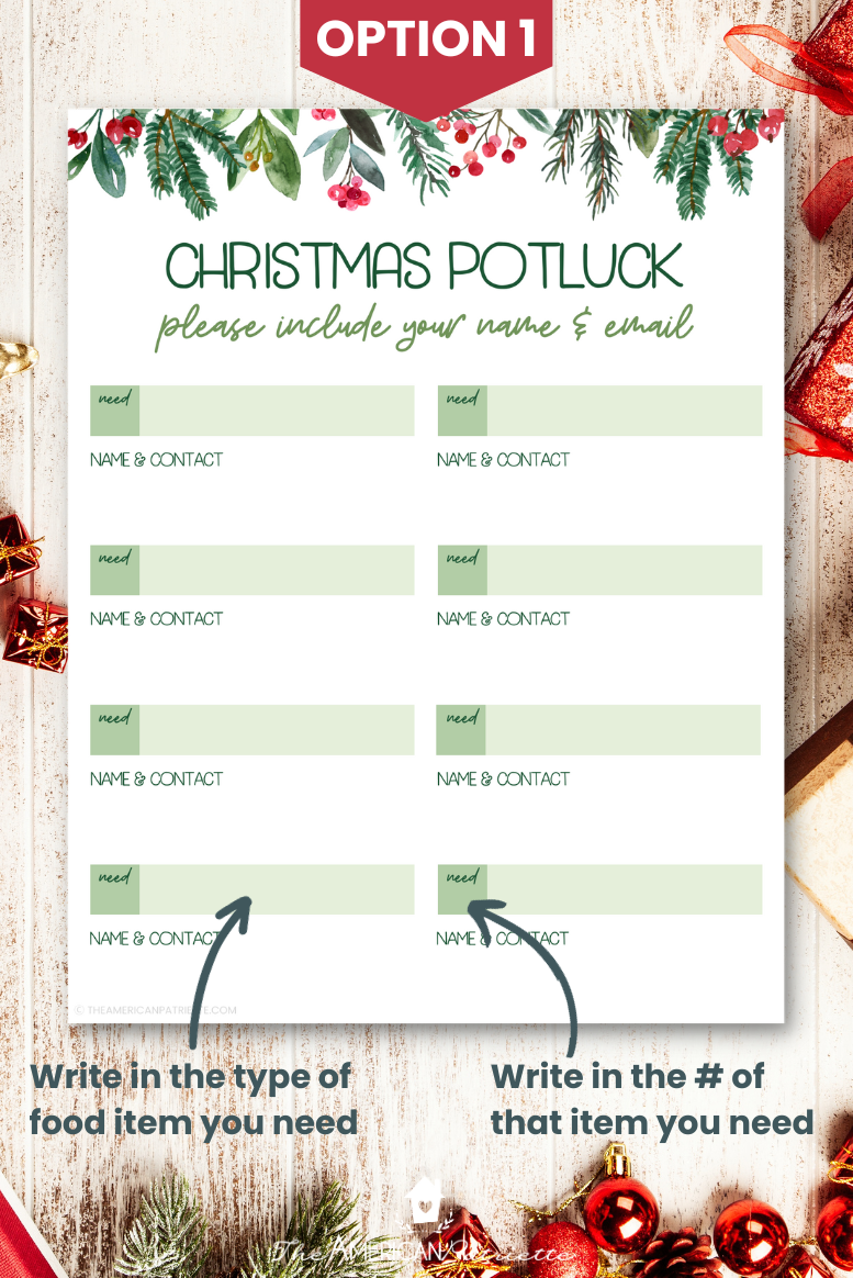 Christmas Party Sign Up Sheet Template Free Printable