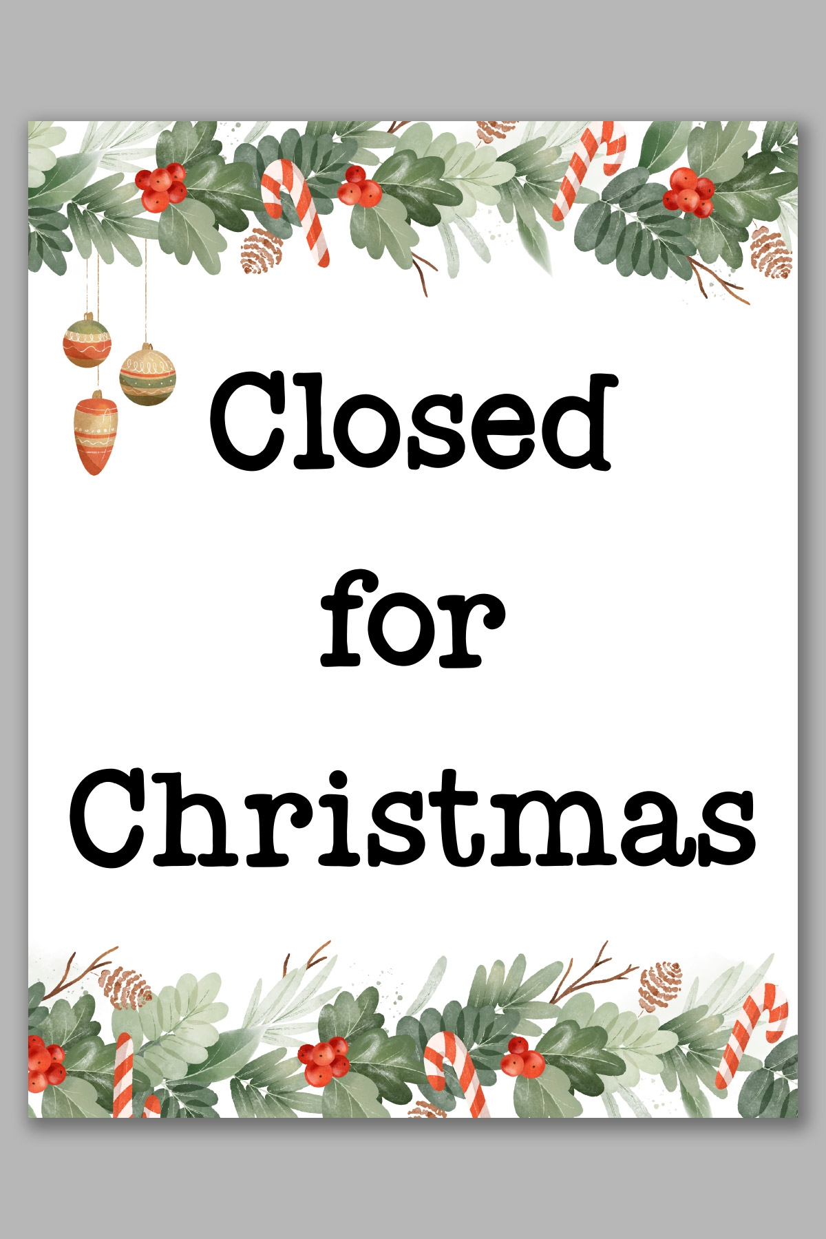 Free Printable Closed For Christmas Sign Template