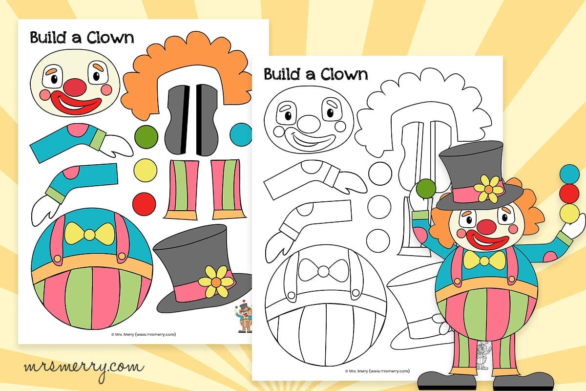 Free Printable Clown Craft Template Mrs Merry