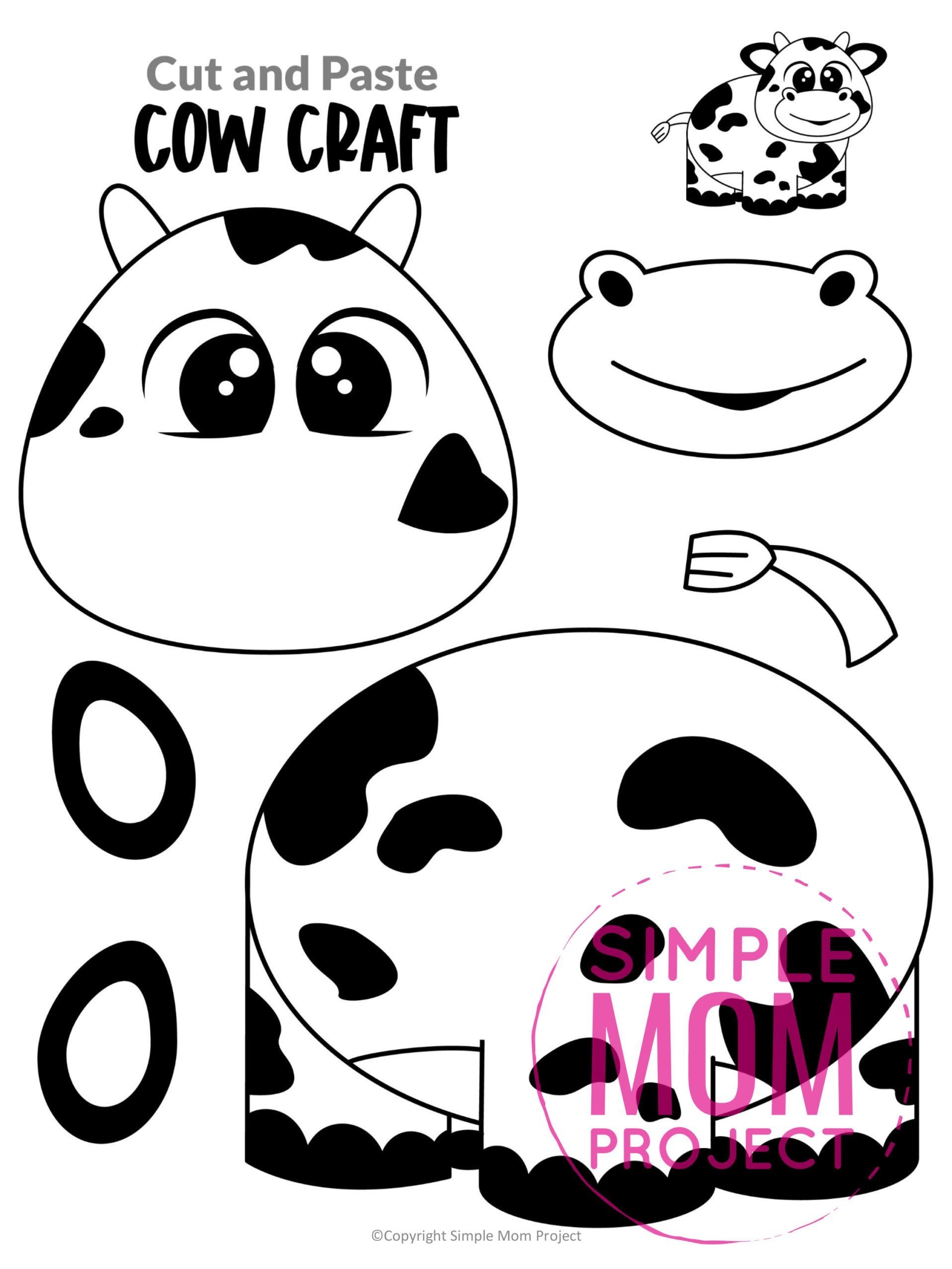 Free Printable Cow Craft Template Cow Craft Pig Crafts Farm Animal Crafts